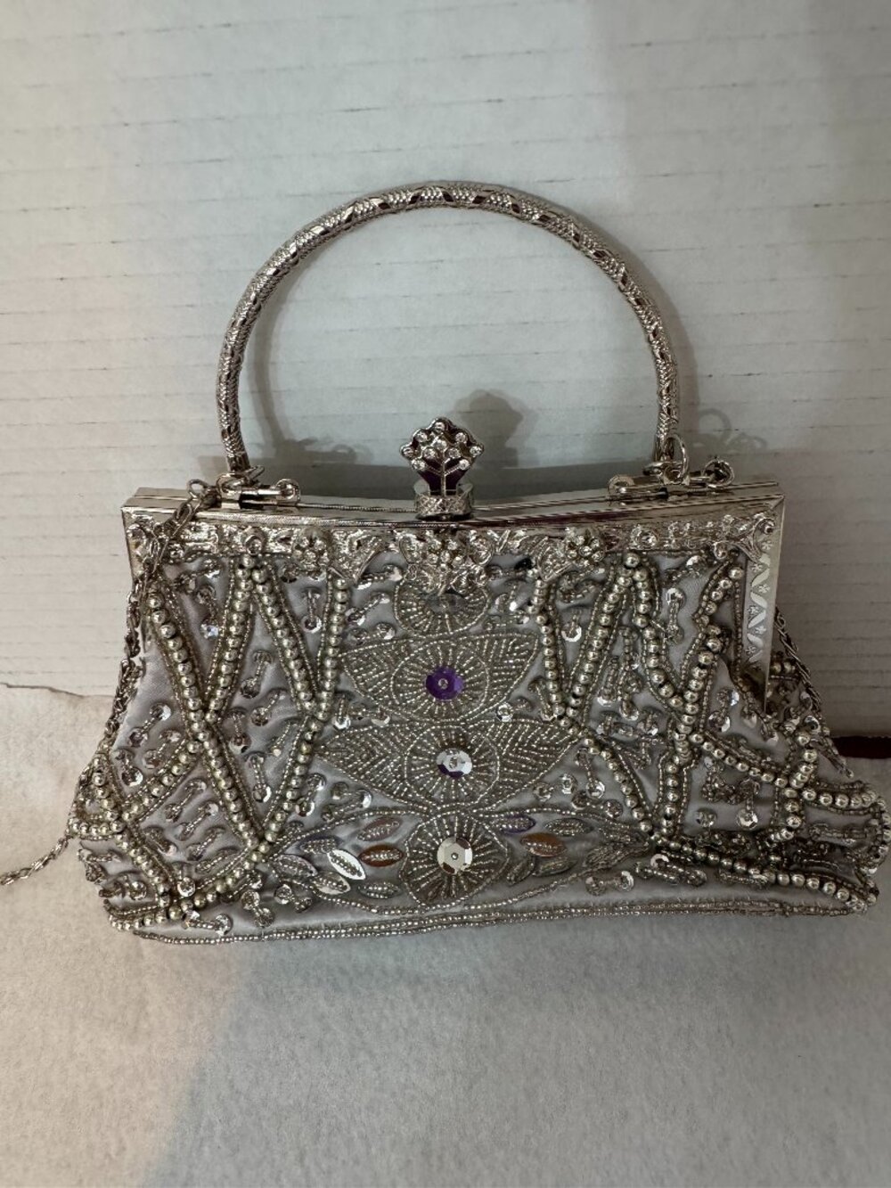 Silver Jeweled Evening Bag